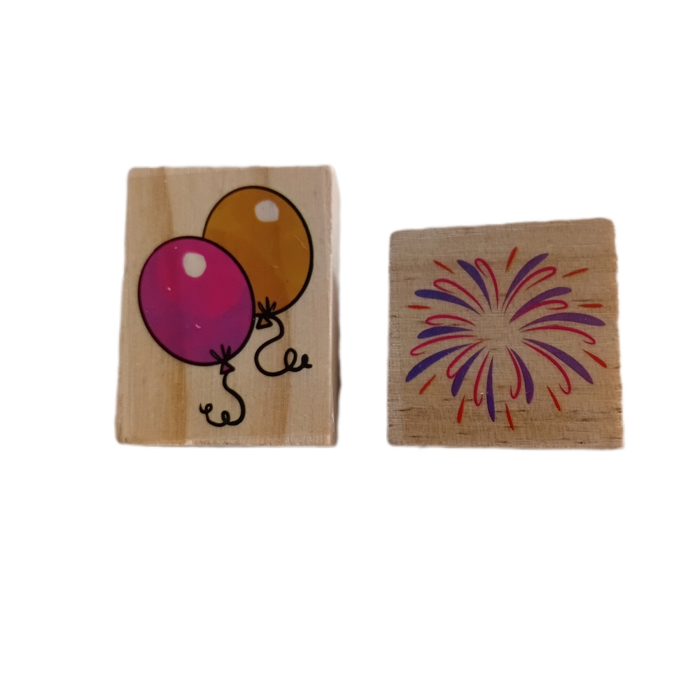 Balloon and Firework Wooden Stamps